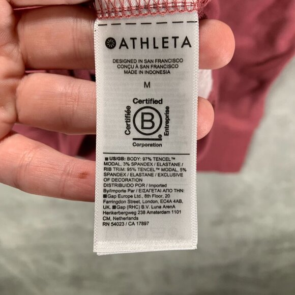 Athleta Sweatshirt Women's Medium Pink Sunrise V-Neck Thumb Holes Stretchy - Picture 4 of 13